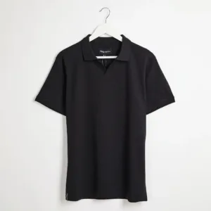 Men's Black Popcorn Texture Polo